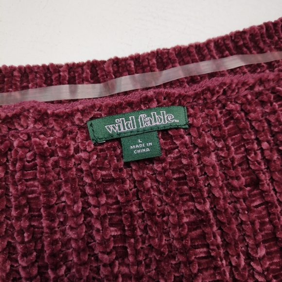 Wild Fable Chenille Crop Sweater Purple Burgundy L - Picture 2 of 7